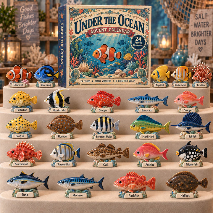CHRISTMAS KICKOFF 40% OFF - Under The Ocean Advent Calendar 2026 - 24-Day Festive Countdown, Acrylic Charms Blind Box - Gift For Fish Lovers AC0TM362
