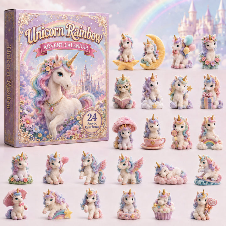 CHRISTMAS KICKOFF 40% OFF - Unicorn Rainbow Advent Calendar 2026 - 24-Day Festive Countdown, Acrylic Charms Blind Box - Gift For Fantasy Lovers AC0HA028