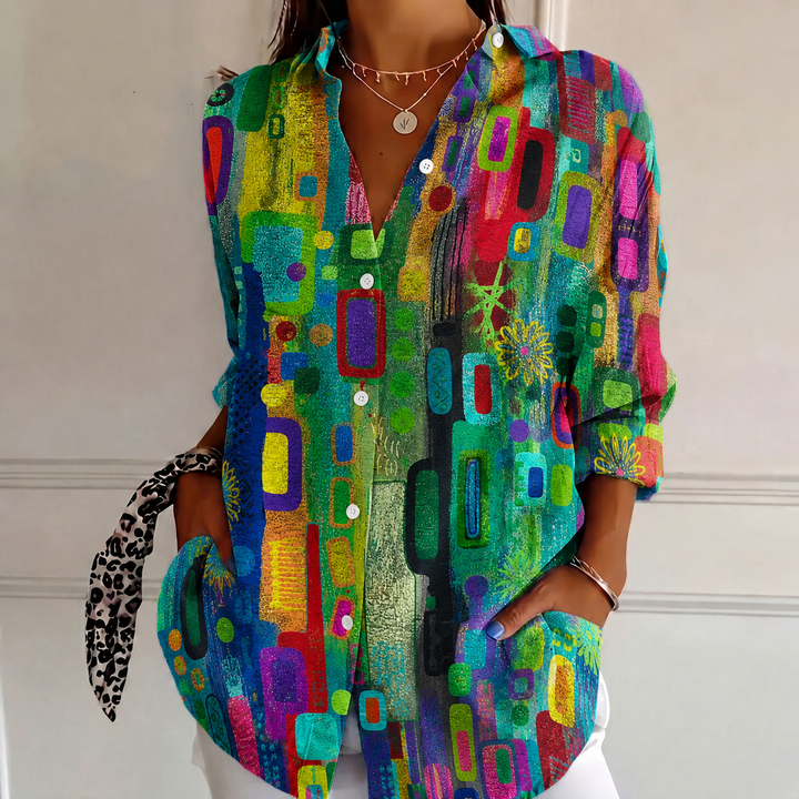 Urban Mosaic Women's Plus Size Casual Shirt Long Sleeve NCU0PT176