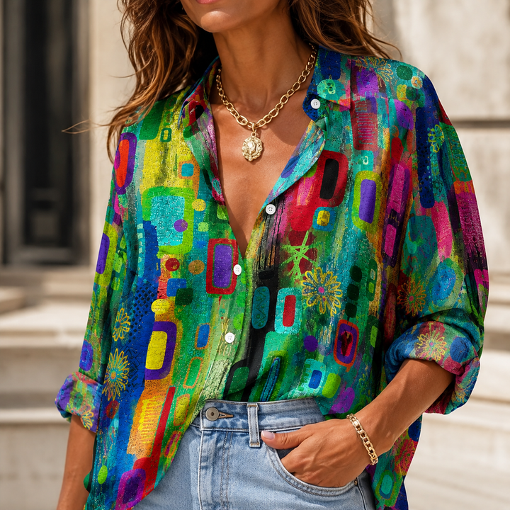 Urban Mosaic Women's Plus Size Casual Shirt Long Sleeve NCU0PT176