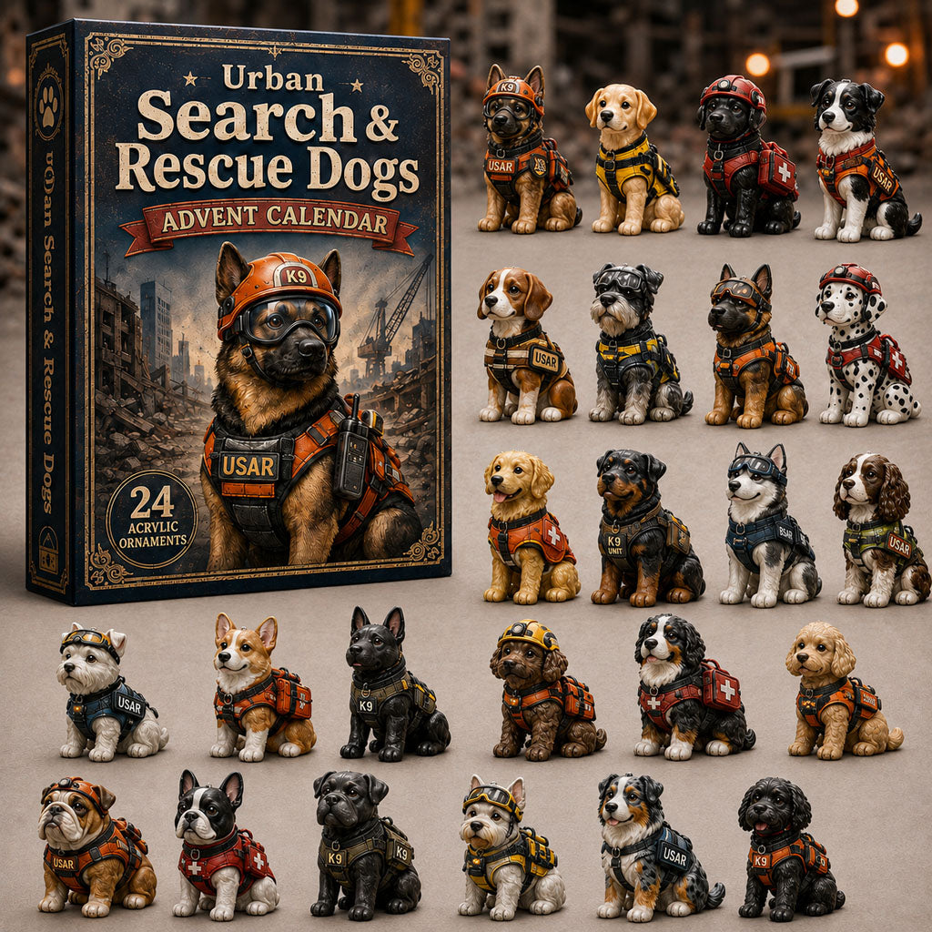 CHRISTMAS KICKOFF 40% OFF - Urban Search & Rescue Dogs Advent Calendar 2026 - 24-Day Festive Countdown, Acrylic Charms Blind Box - Gift For Dog Lovers AC0NT045