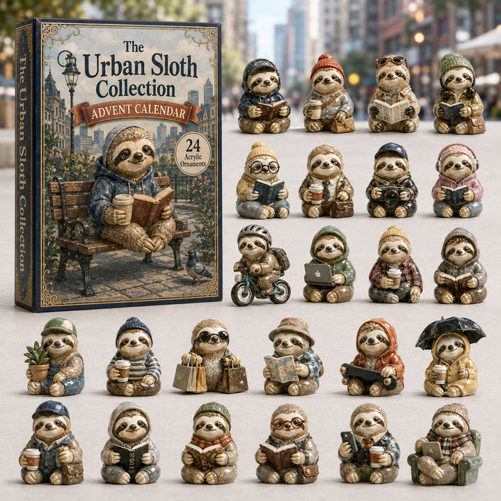 CHRISTMAS KICKOFF 40% OFF - Urban Sloth Collection Advent Calendar 2026 - 24-Day Festive Countdown, Acrylic Charms Blind Box - Gift For Sloth Lovers