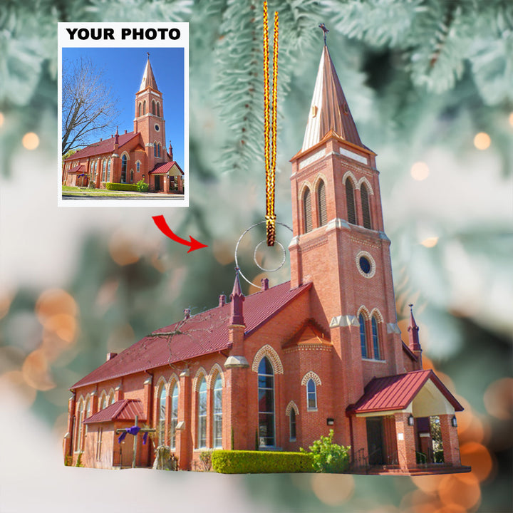 Holy Church - Personalized Photo Mica Ornament - Gift For Friends, Family Members