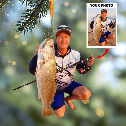 A Big One - Personalized Photo Mica Ornament - Gift For Fishing Lovers, Family Members