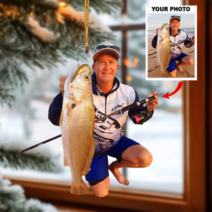 A Big One - Personalized Photo Mica Ornament - Gift For Fishing Lovers, Family Members