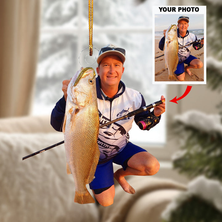 A Big One - Personalized Photo Mica Ornament - Gift For Fishing Lovers, Family Members