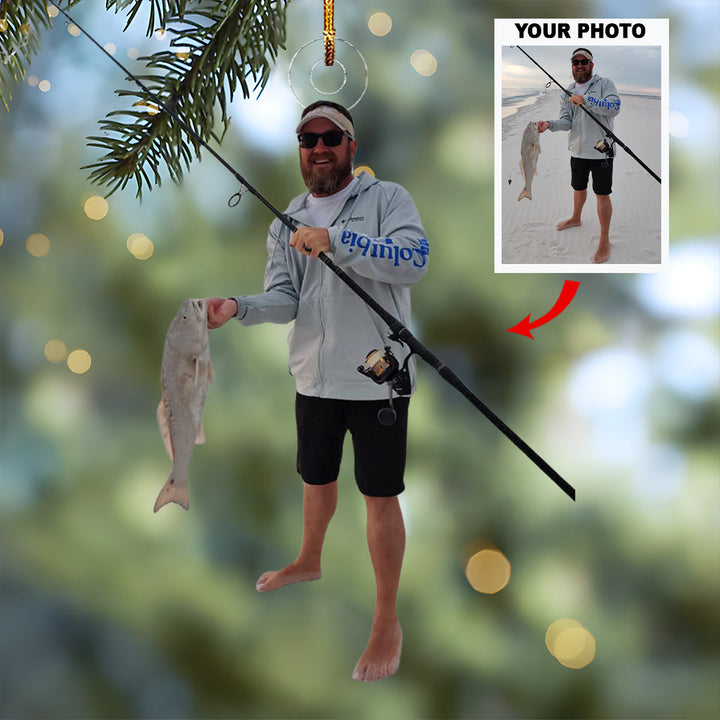 Fishing - Personalized Photo Mica Ornament - Gift For Fishing Lovers, Family Members