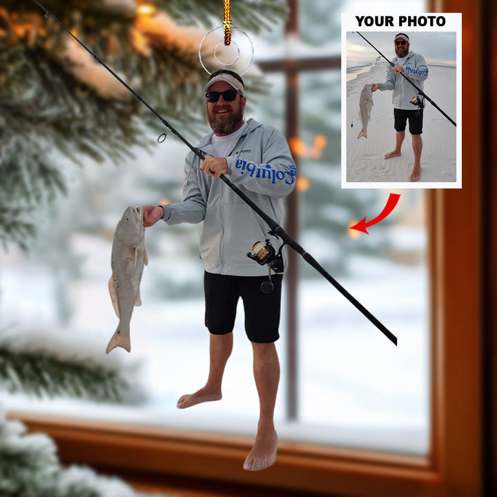 Fishing - Personalized Photo Mica Ornament - Gift For Fishing Lovers, Family Members