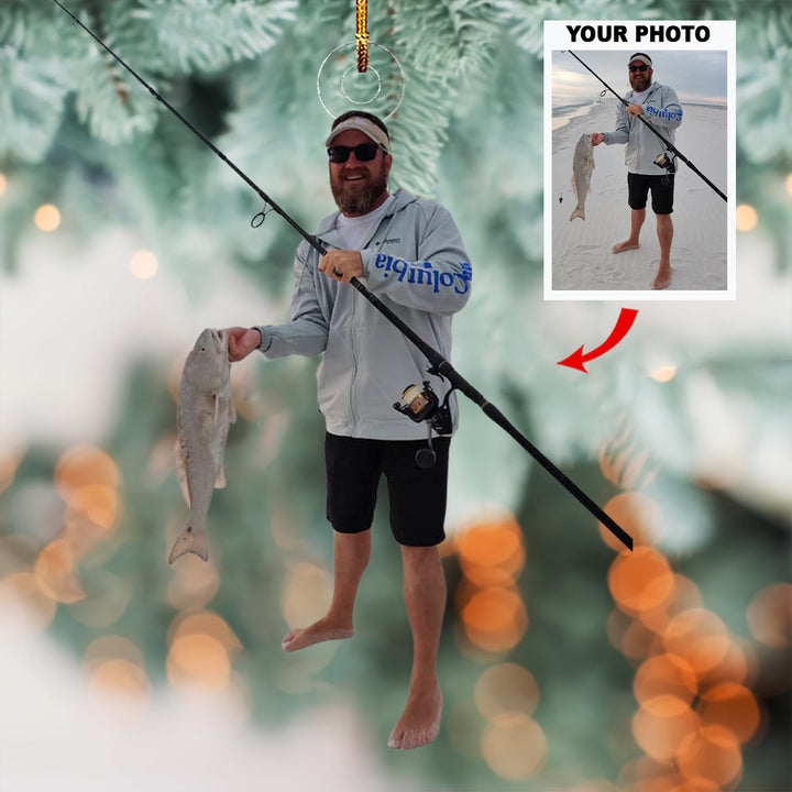 Fishing - Personalized Photo Mica Ornament - Gift For Fishing Lovers, Family Members