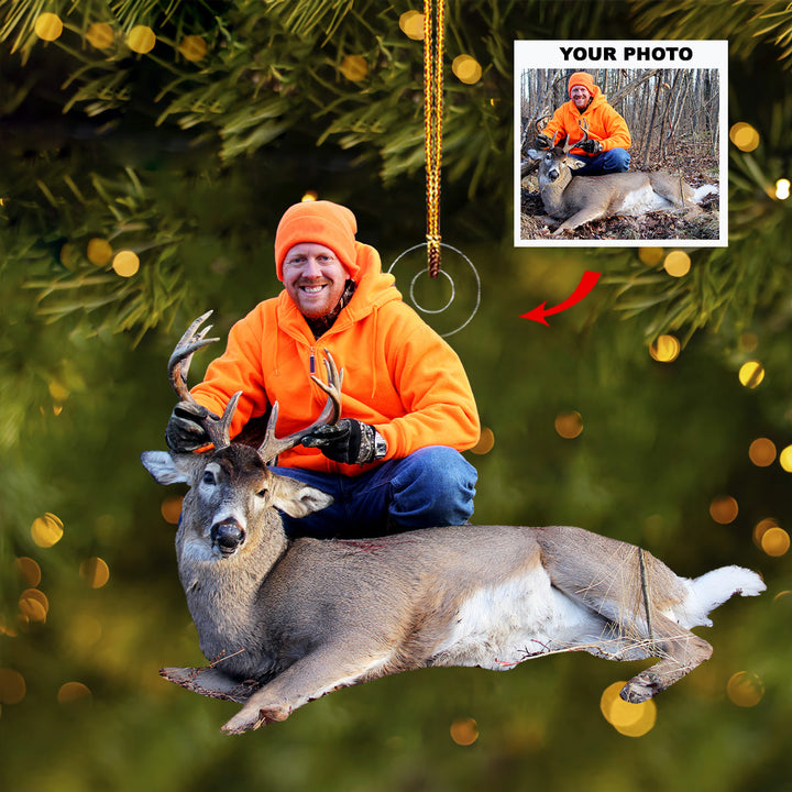 Deer Hunting - Personalized Photo Mica Ornament - Gift For Hunting Lovers, Family Members