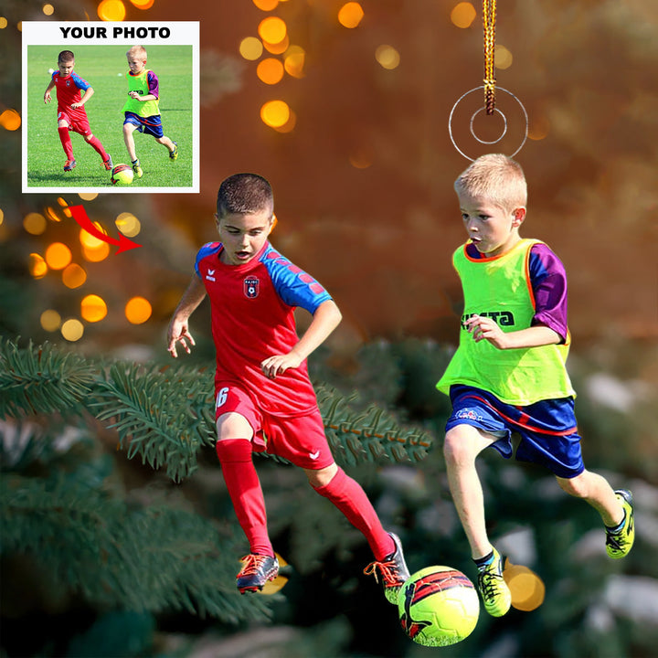 Soccer Play - Personalized Photo Mica Ornament - Gift For Soccer Lovers, Family Members