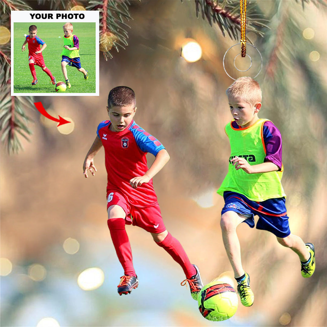 Soccer Play - Personalized Photo Mica Ornament - Gift For Soccer Lovers, Family Members