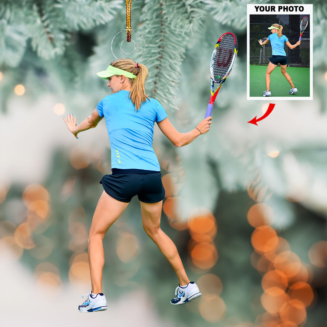 Action Play - Personalized Photo Mica Ornament - Gift For Tennis Lovers, Family Members