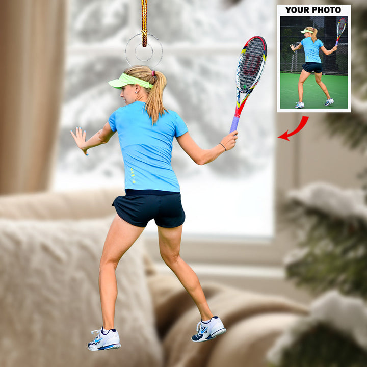 Action Play - Personalized Photo Mica Ornament - Gift For Tennis Lovers, Family Members
