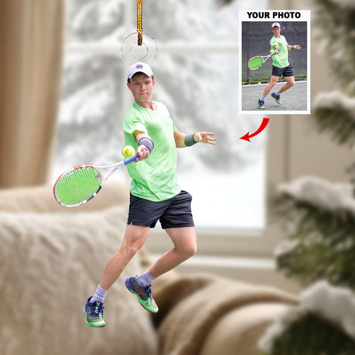 Dynamic  Action - Personalized Photo Mica Ornament - Gift For Tennis Lovers, Family Members