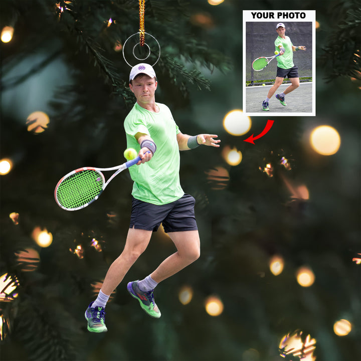 Dynamic  Action - Personalized Photo Mica Ornament - Gift For Tennis Lovers, Family Members