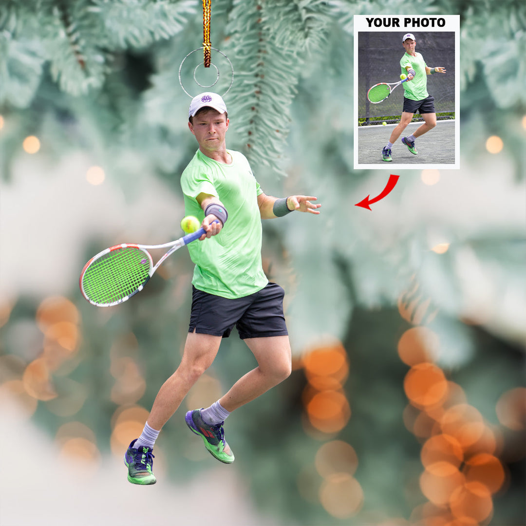 Dynamic  Action - Personalized Photo Mica Ornament - Gift For Tennis Lovers, Family Members