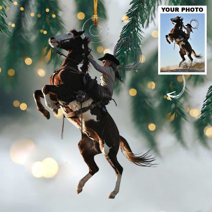 Keep calm and saddle up - Personalized Photo Mica Ornament - Christmas Gift For Horse Lovers, Horse Riding Lovers