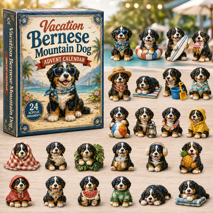 CHRISTMAS KICKOFF 40% OFF - Vacation Bernese Mountain Dog Advent Calendar 2026 - 24-Day Festive Countdown, Acrylic Charms Blind Box - Gift For Bernese Mountain Dog Lovers AC0NT115