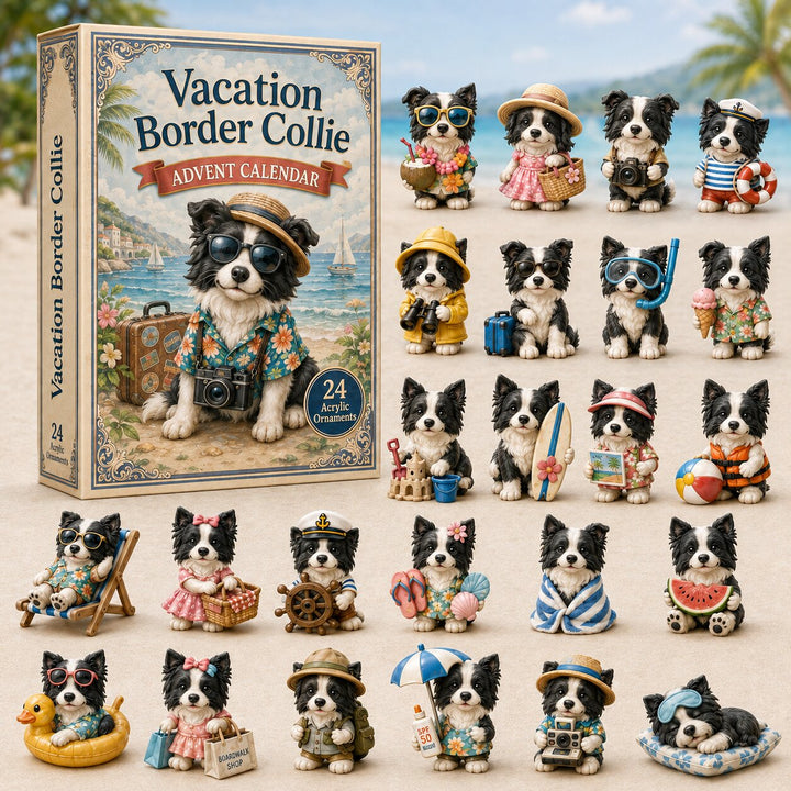 CHRISTMAS KICKOFF 40% OFF - Vacation Border Collie Advent Calendar 2026 - 24-Day Festive Countdown, Acrylic Charms Blind Box - Gift For Dogs Lovers