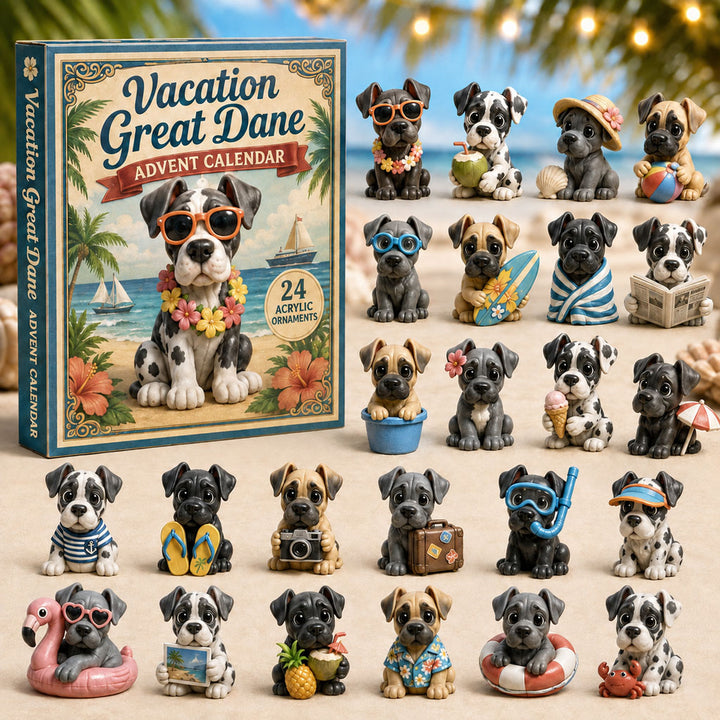 CHRISTMAS KICKOFF 40% OFF - Vacation Great Dane Advent Calendar 2026 - 24-Day Festive Countdown, Acrylic Charms Blind Box - Gift For Great Dane Lovers AC0NT150