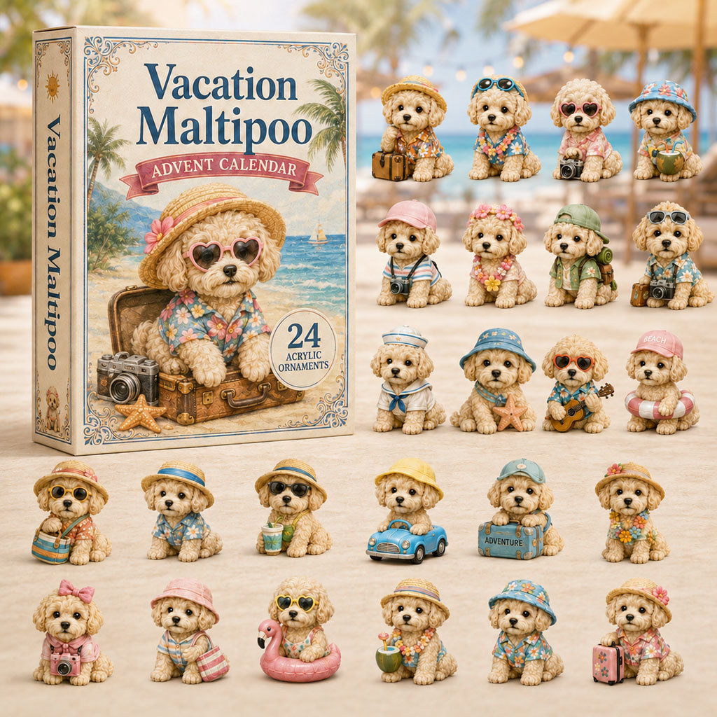 CHRISTMAS KICKOFF 40% OFF - Vacation Maltipoo Advent Calendar 2026 - 24-Day Festive Countdown, Acrylic Charms Blind Box - Gift For Maltipoo Lovers AC0NT120