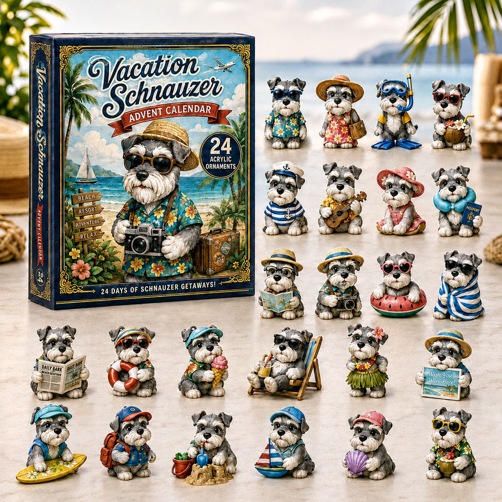 CHRISTMAS KICKOFF 40% OFF - Vacation Schnauzer Advent Calendar 2026 - 24-Day Festive Countdown, Acrylic Charms Blind Box - Gift For Schnauzer Lovers AC0NT050