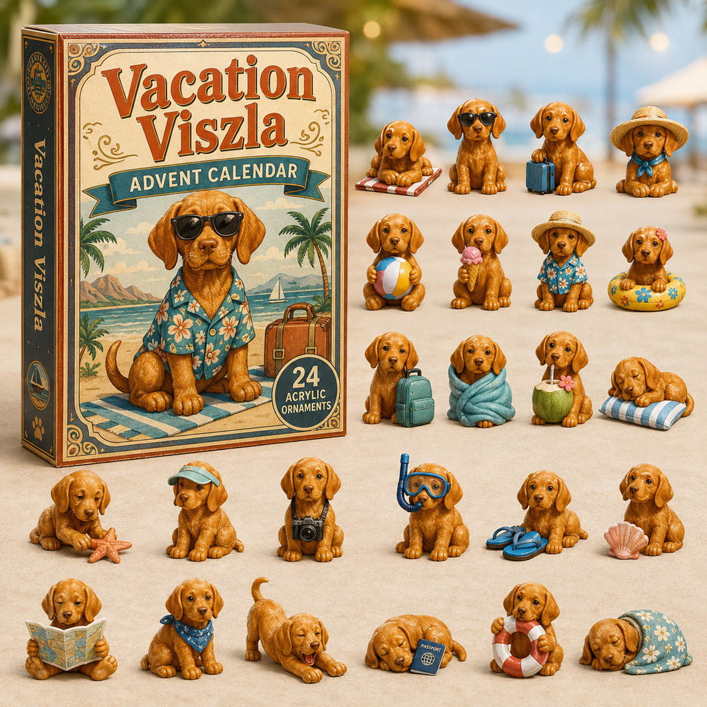 CHRISTMAS KICKOFF 40% OFF - Vacation Vizsla Advent Calendar 2026 - 24-Day Festive Countdown, Acrylic Charms Blind Box - Gift For Vizsla Lovers AC0NT175