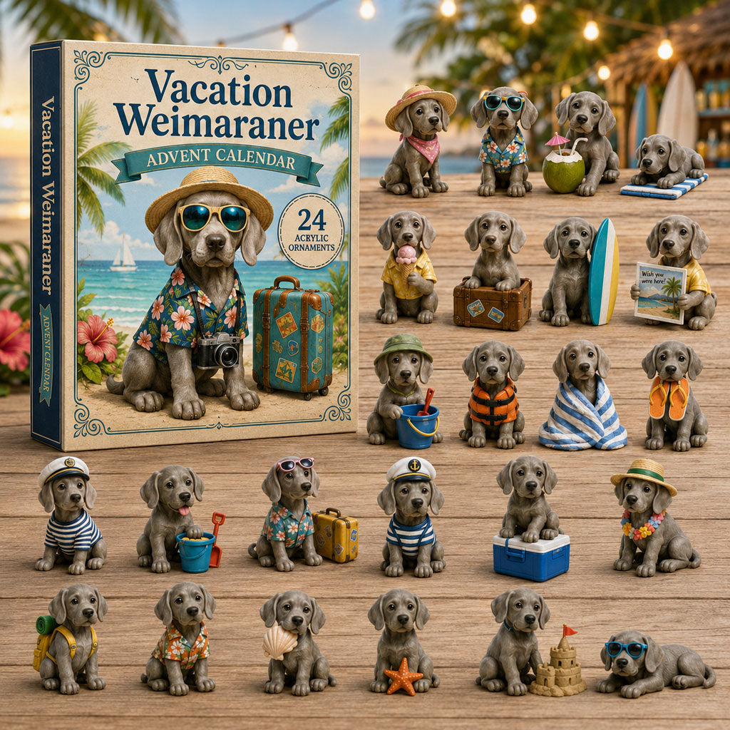 CHRISTMAS KICKOFF 40% OFF - Vacation Weimaraner Advent Calendar 2026 - 24-Day Festive Countdown, Acrylic Charms Blind Box - Gift For Weimaraner Lovers AC0NT225