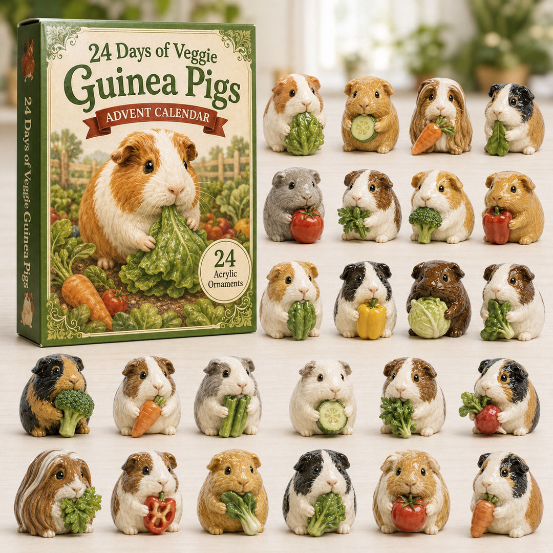 CHRISTMAS KICKOFF 40% OFF - Veggie Guinea Pig Advent Calendar 2026 - 24-Day Festive Countdown, Acrylic Charms Blind Box - Gift For Guinea Pig Lovers