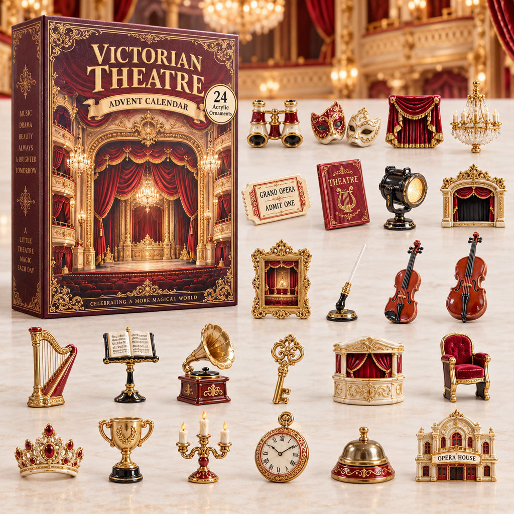 CHRISTMAS KICKOFF 40% OFF - Victorian Theatre Elegance Advent Calendar 2026 - 24-Day Festive Countdown, Acrylic Charms Blind Box - Gift For Theatre Lovers AC0TM298