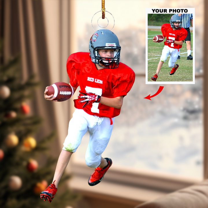 Victory Moment - Personalized Photo Mica Ornament - Gift For American Football Lovers, Family Members