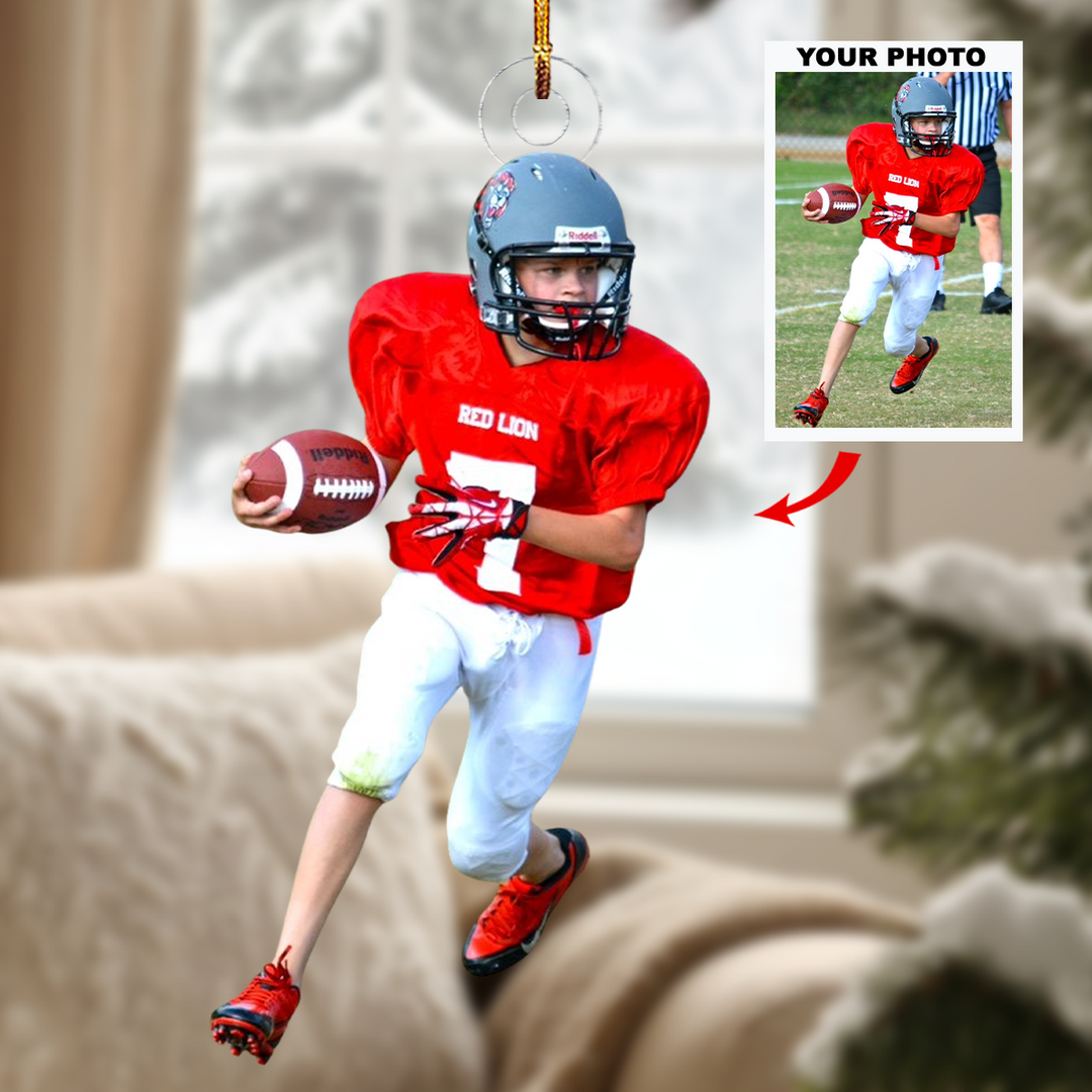 Victory Moment - Personalized Photo Mica Ornament - Gift For American Football Lovers, Family Members