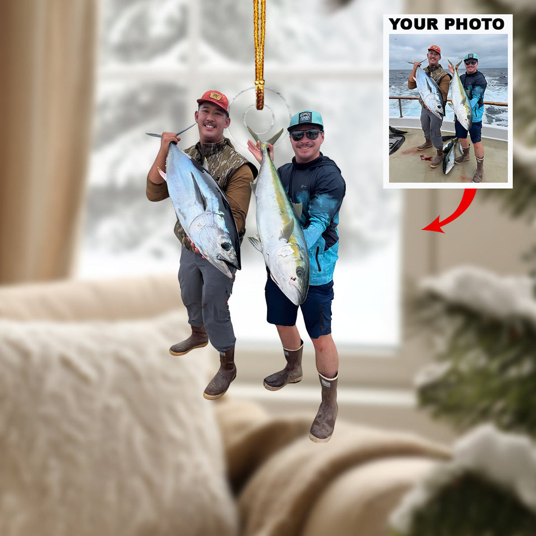 Victory Catch - Personalized Photo Mica Ornament - Christmas Gift For Fishing Lovers