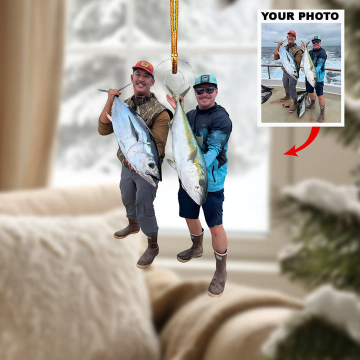 Victory Catch - Personalized Photo Mica Ornament - Christmas Gift For Fishing Lovers
