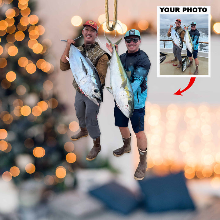 Victory Catch - Personalized Photo Mica Ornament - Christmas Gift For Fishing Lovers