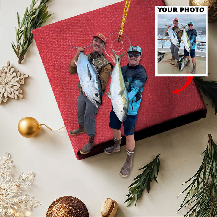 Victory Catch - Personalized Photo Mica Ornament - Christmas Gift For Fishing Lovers