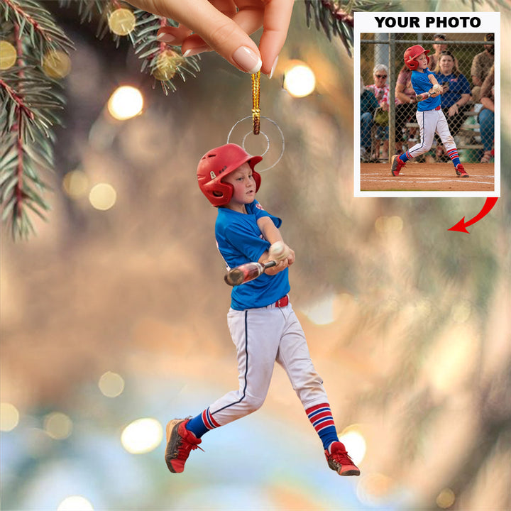 Victory Hit - Personalized Photo Mica Ornament - Christmas Gift For Sport Loving Kids