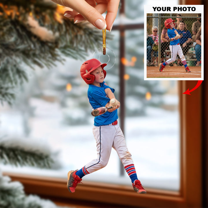 Victory Hit - Personalized Photo Mica Ornament - Christmas Gift For Sport Loving Kids