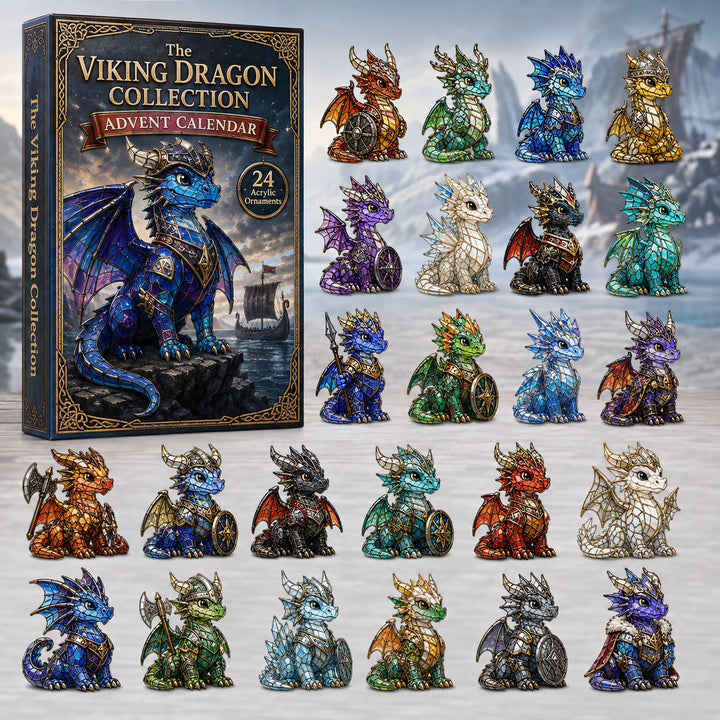 CHRISTMAS KICKOFF 40% OFF - Viking Dragon Advent Calendar 2026 - 24-Day Festive Countdown, Acrylic Charms Blind Box - Gift For Dragon Lovers