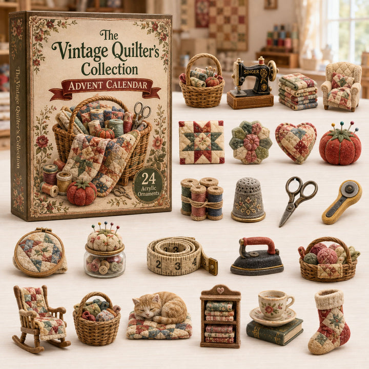 CHRISTMAS KICKOFF 40% OFF - Vintage Quilting Advent Calendar 2026 - 24-Day Festive Countdown, Acrylic Charms Blind Box - Gift For Quilting Collectors