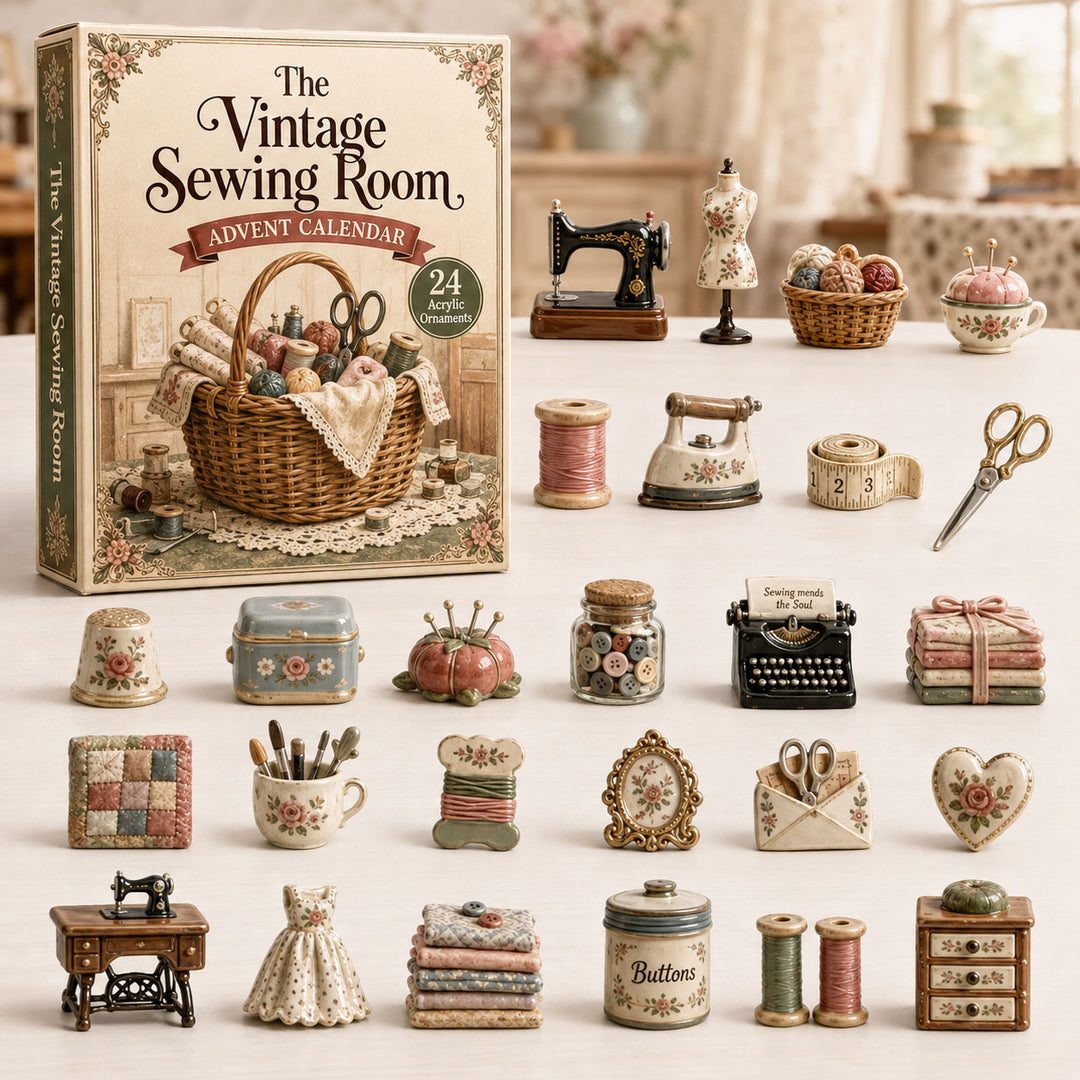 CHRISTMAS KICKOFF 40% OFF - Vintage Sewing Advent Calendar 2026 - 24-Day Festive Countdown, Acrylic Charms Blind Box - Gift For Sewing Lovers