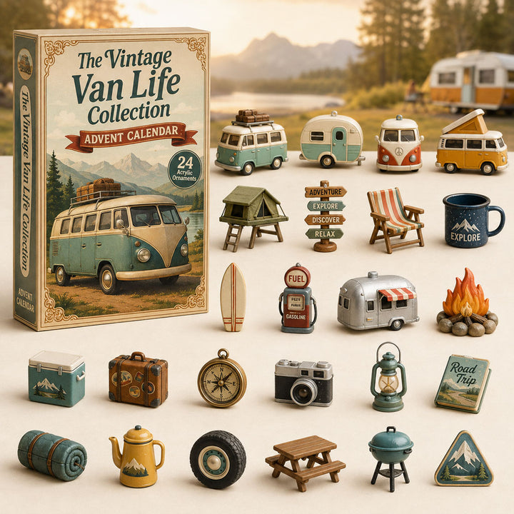 CHRISMAST KICKOFF 40% OFF - Vintage Van Life Advent Calendar 2026 - 24-Day Festive Countdown, Acrylic Charms Blind Box - Gift For Campervan Lovers AC0TH155