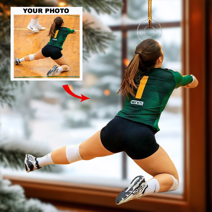 Volley Joy - Personalized Photo Mica Ornament - Gift For Volleyball Lovers, Family Members