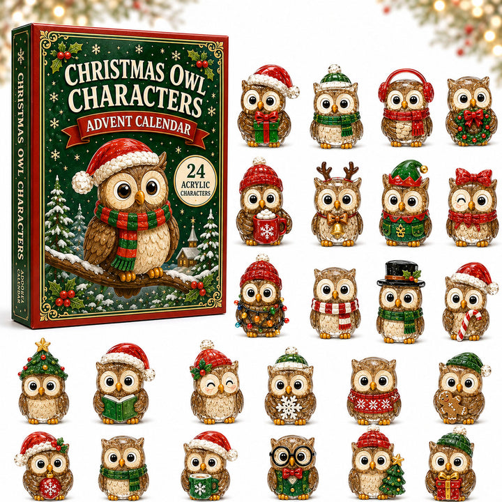 CHRISTMAS KICKOFF 40% OFF - Christmas Owl Advent Calendar 2026 - 24-Day Festive Countdown, Acrylic Charms Blind Box - Gift For Animal Lovers
