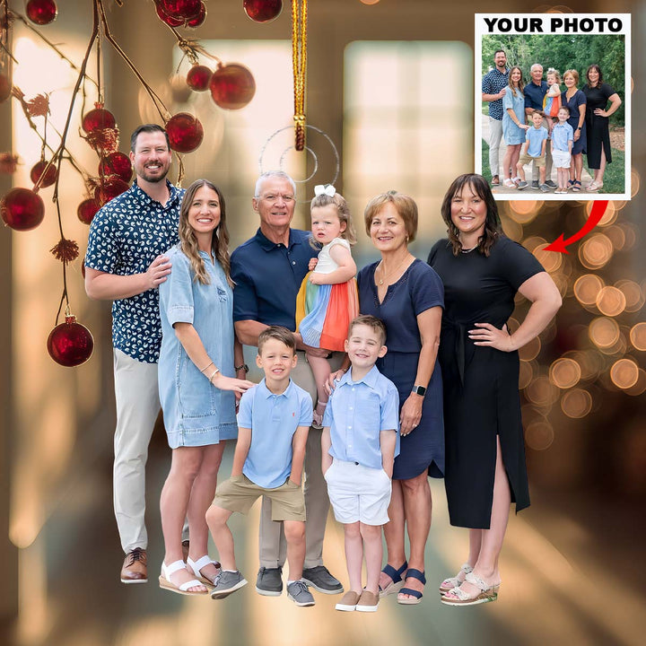 My Family My Home - Personalized Photo Mica Ornament - Christmas Gift For Family Members, Grandparents
