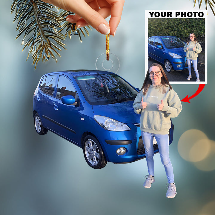 Me And My Ride - Personalized Photo Mica Ornament - Christmas Gift For The First Drive