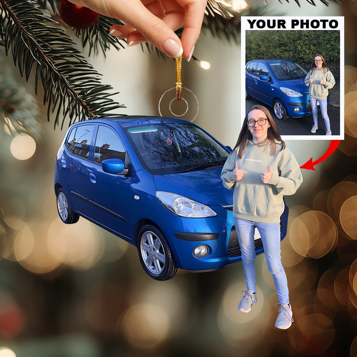 Me And My Ride - Personalized Photo Mica Ornament - Christmas Gift For The First Drive