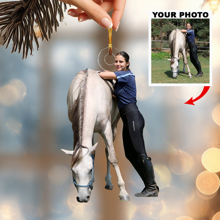 Side By Side-Personalized Photo Mica Ornament-Christmas Gift For Horse Lovers