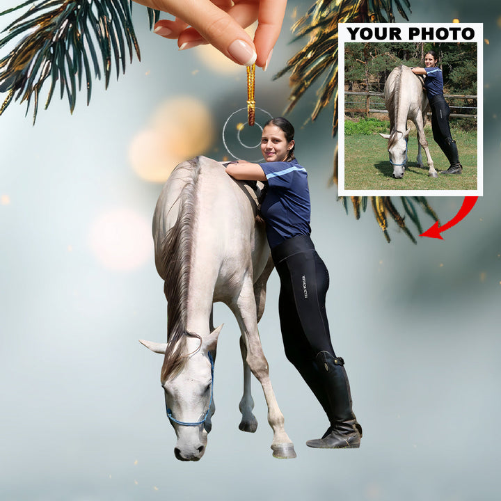 Side By Side-Personalized Photo Mica Ornament-Christmas Gift For Horse Lovers
